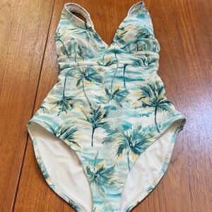Old Navy Tropical Print One Piece Swimsuit - Blue and Green